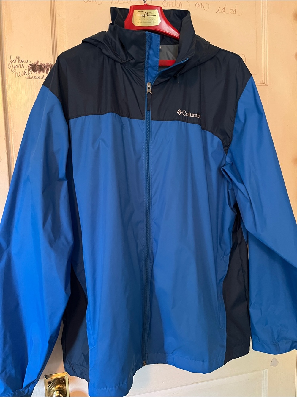 Columbia Blue Men's Hooded Rain Jacket